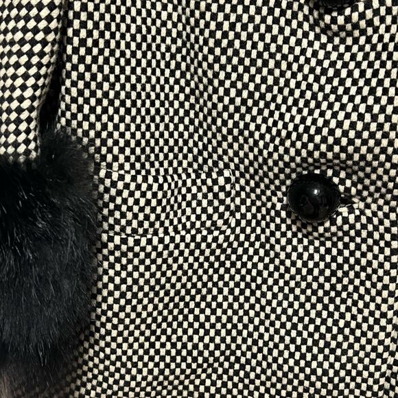 Vintage 70’s- 80’s Solimar Paris NY Black Fox Fur Trimmed Wool Crop Coat Sz M - Picture 10 of 10